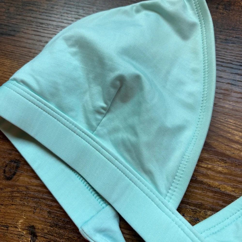 Patagonia Light Aqua Blue Triangle Halter Bikini Top Swimwear Womens Large